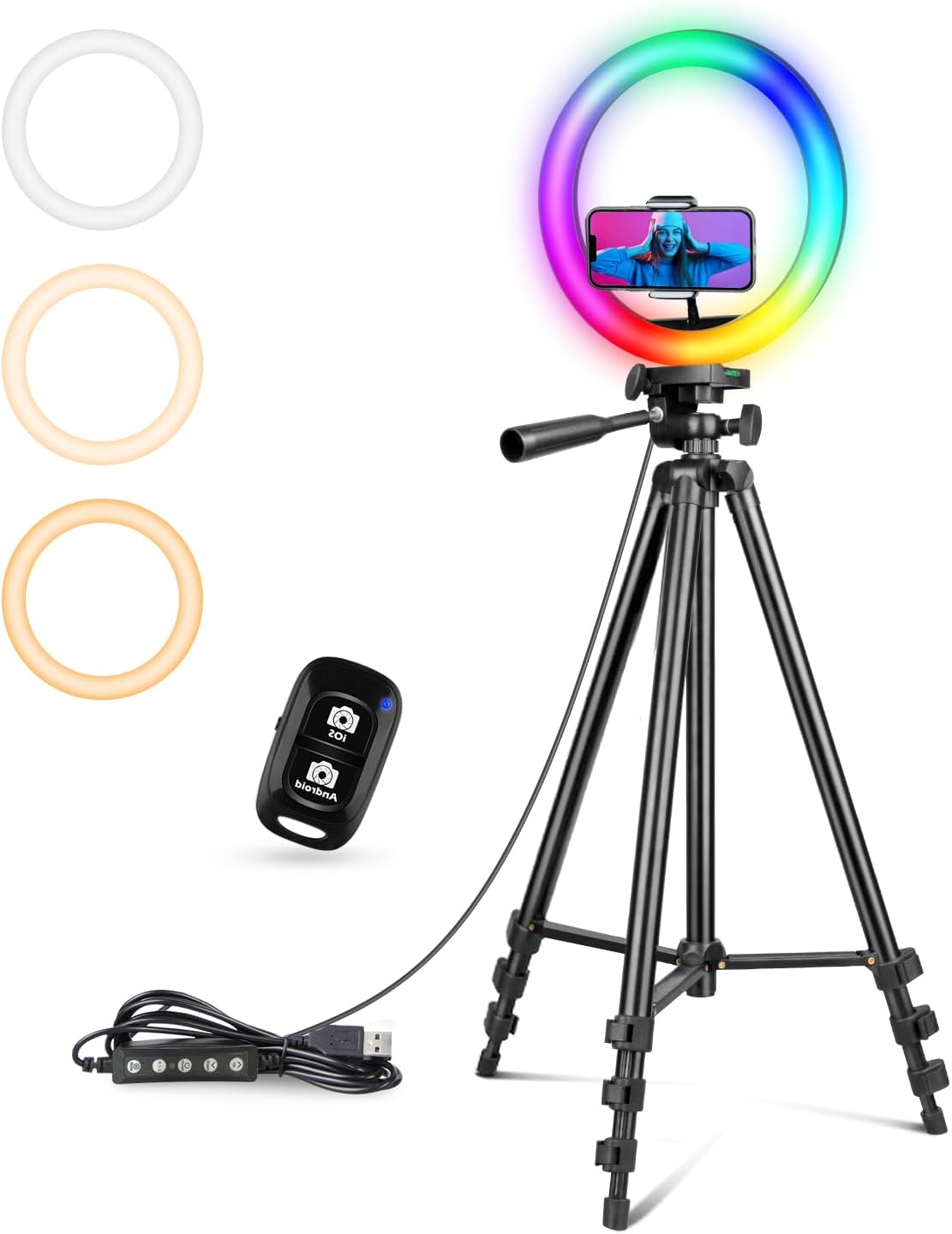 UBeesize 12 RGB Ring Light with Tripod for Perfect Lighting