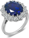 Platinum-Plated Sterling Silver Celebrity Kate Ring - Deep Blue