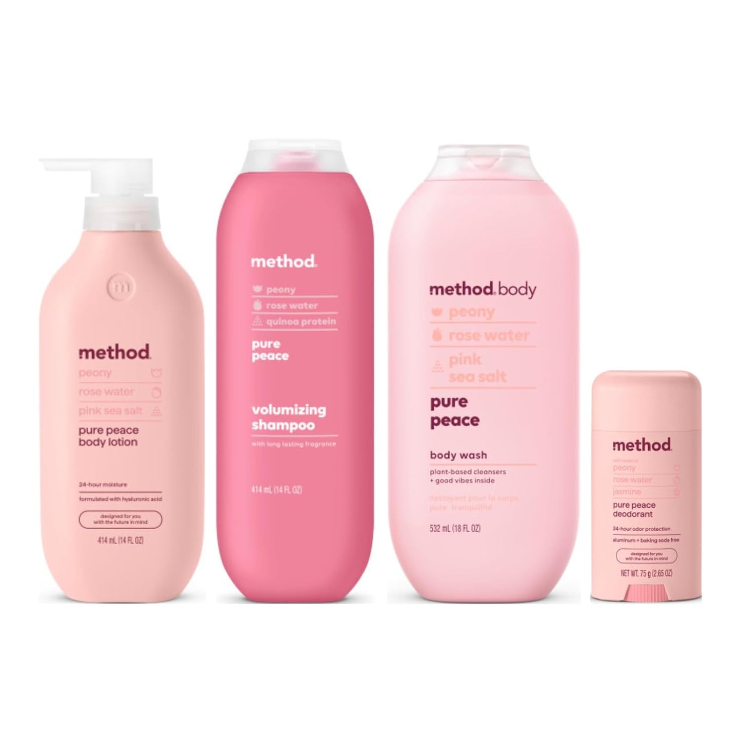 Method Pure Peace Variety Pack: Body Lotion, Wash, Deodorant & Shampoo