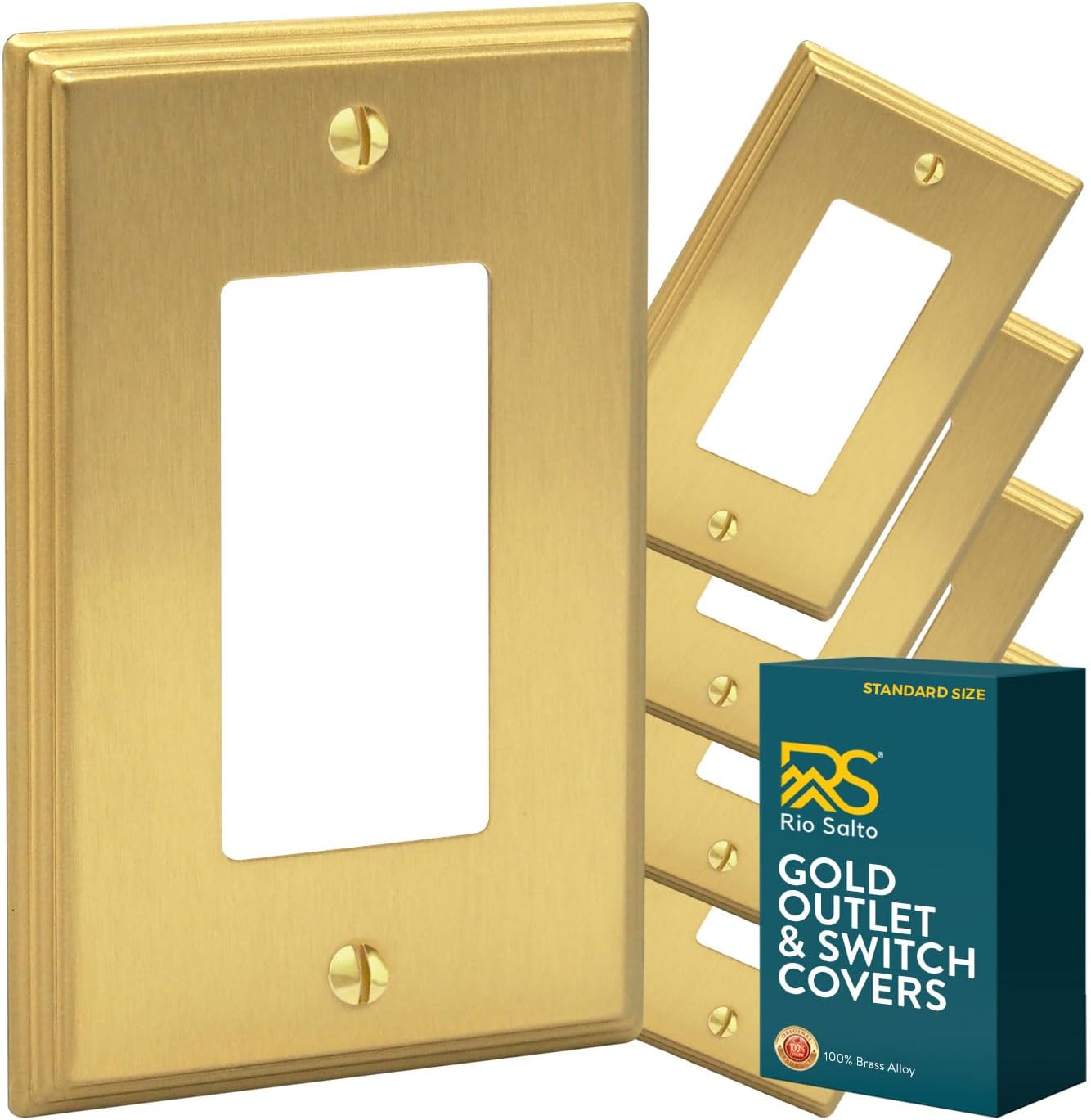 Brushed Brass Light Switch Wall Plate Covers - 5 Pack Modern Design