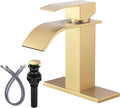 Brushed Gold Waterfall Bathroom Faucet - Elegant Single Handle Mixer