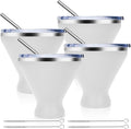 Stainless Steel Martini Glass with Lid - Insulated Stemless 8 Oz