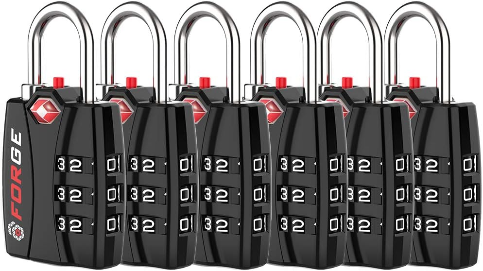 Forge TSA Approved Luggage Locks - 6 Pack for Travel Security