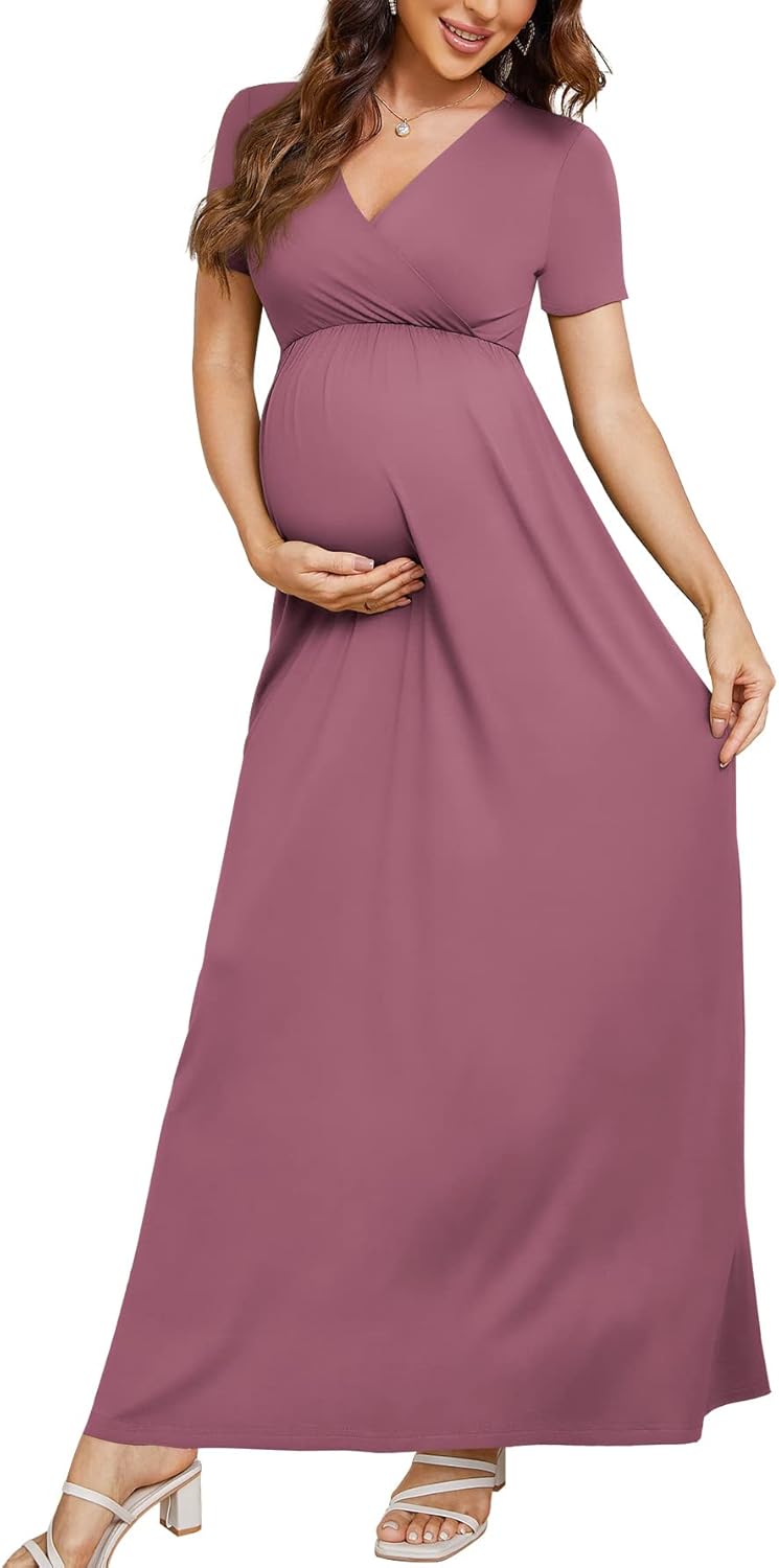 Xpenyo Maternity Maxi Dress for Stylish Baby Showers & More