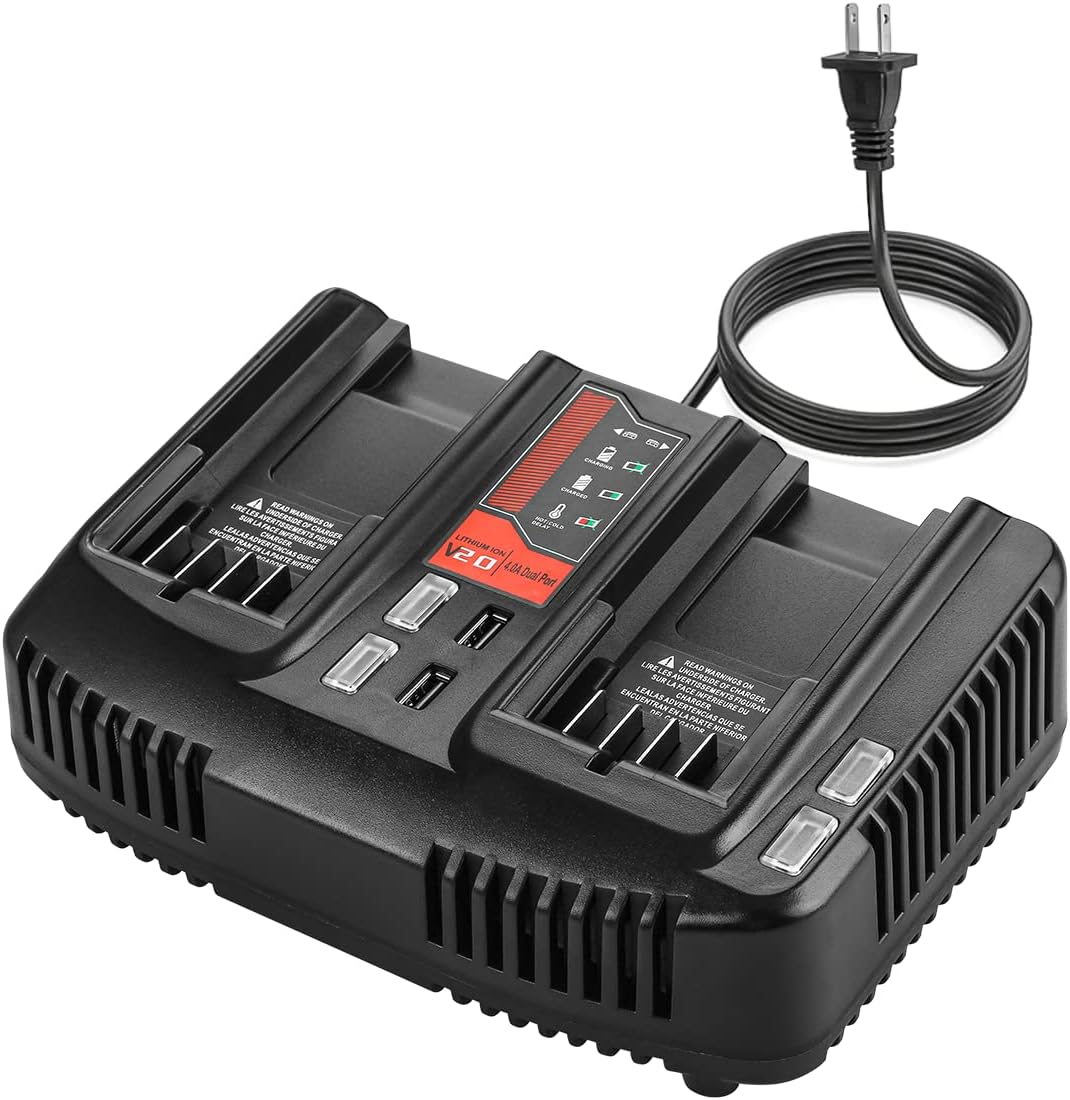 Dual Port 20V Fast Charger for Craftsman V-20 Lithium Battery