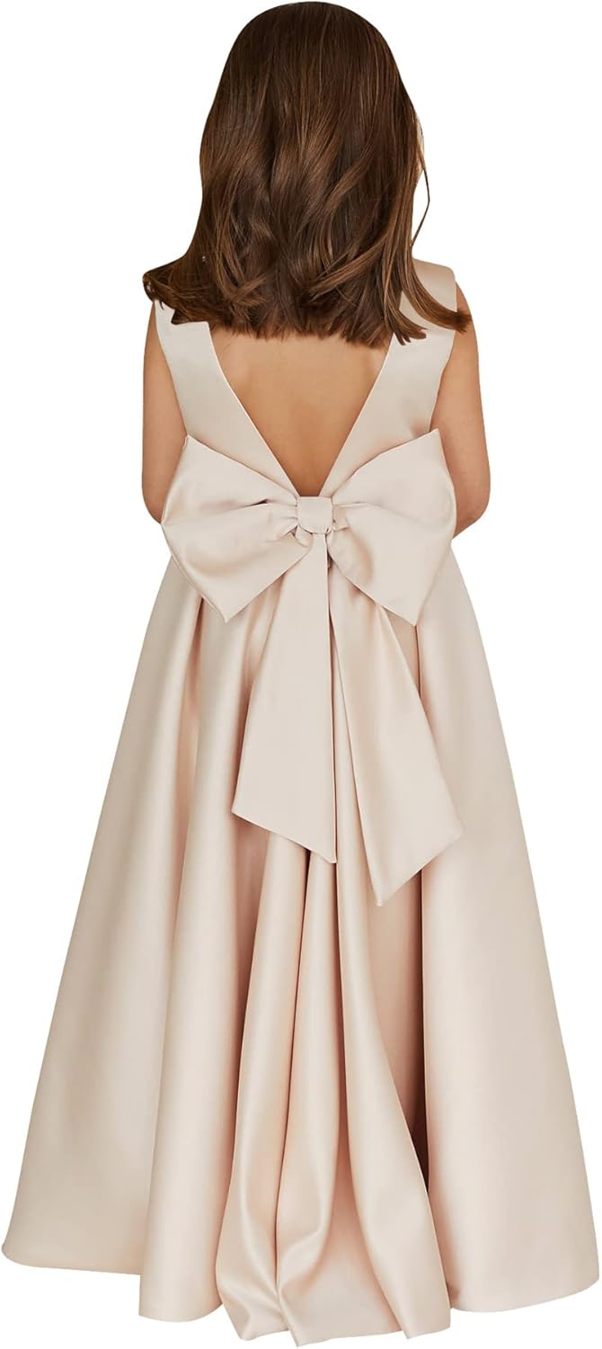 Elegant Satin Flower Girl Dresses for Wedding and Communion