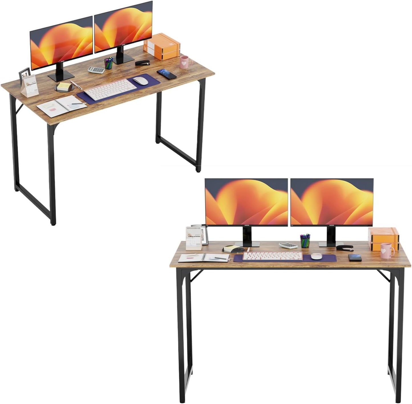 47 Inch Computer Desk with Metal Frame for Compact Spaces