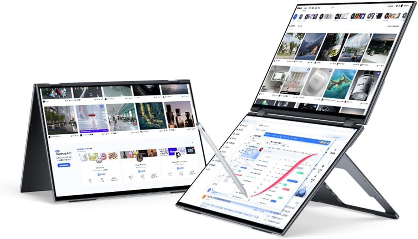 EHOMEWEI Dual Stacked Monitor 16in 2 Laptop Expansion Screens