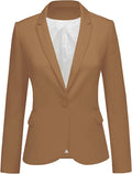 Womens Notched Lapel Work Blazer Jacket - Structured One-Button Fit
