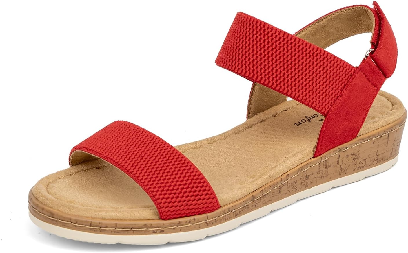 VJH confort Womens Flat Sandals Open Toe Elastic Ankle Strap