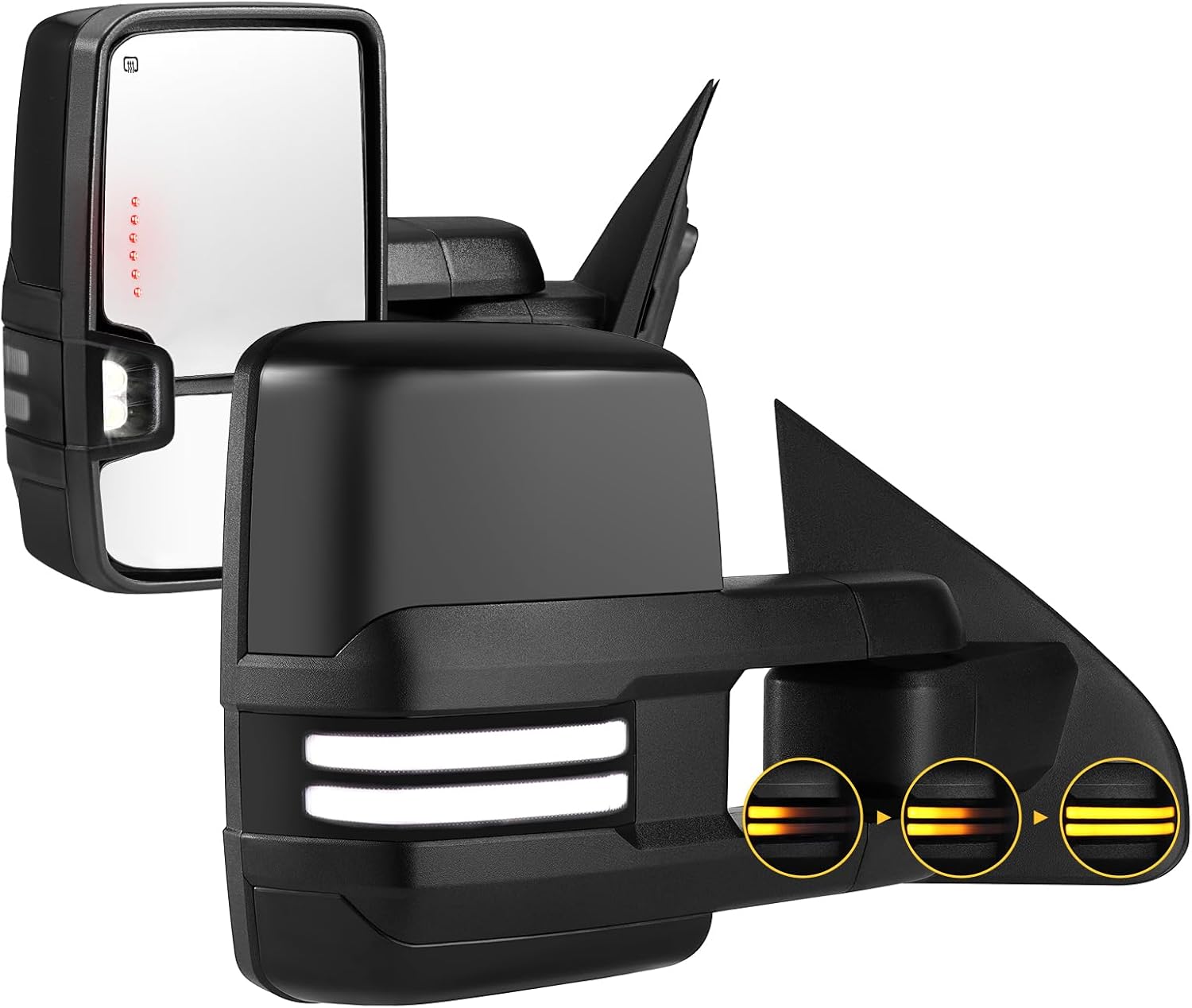 Sanooer Painted Black Towing Mirrors for 2014-2018 Silverado