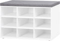 Shoe Storage Bench with Cushion and 9 Cubbies - Compact Entryway Seat