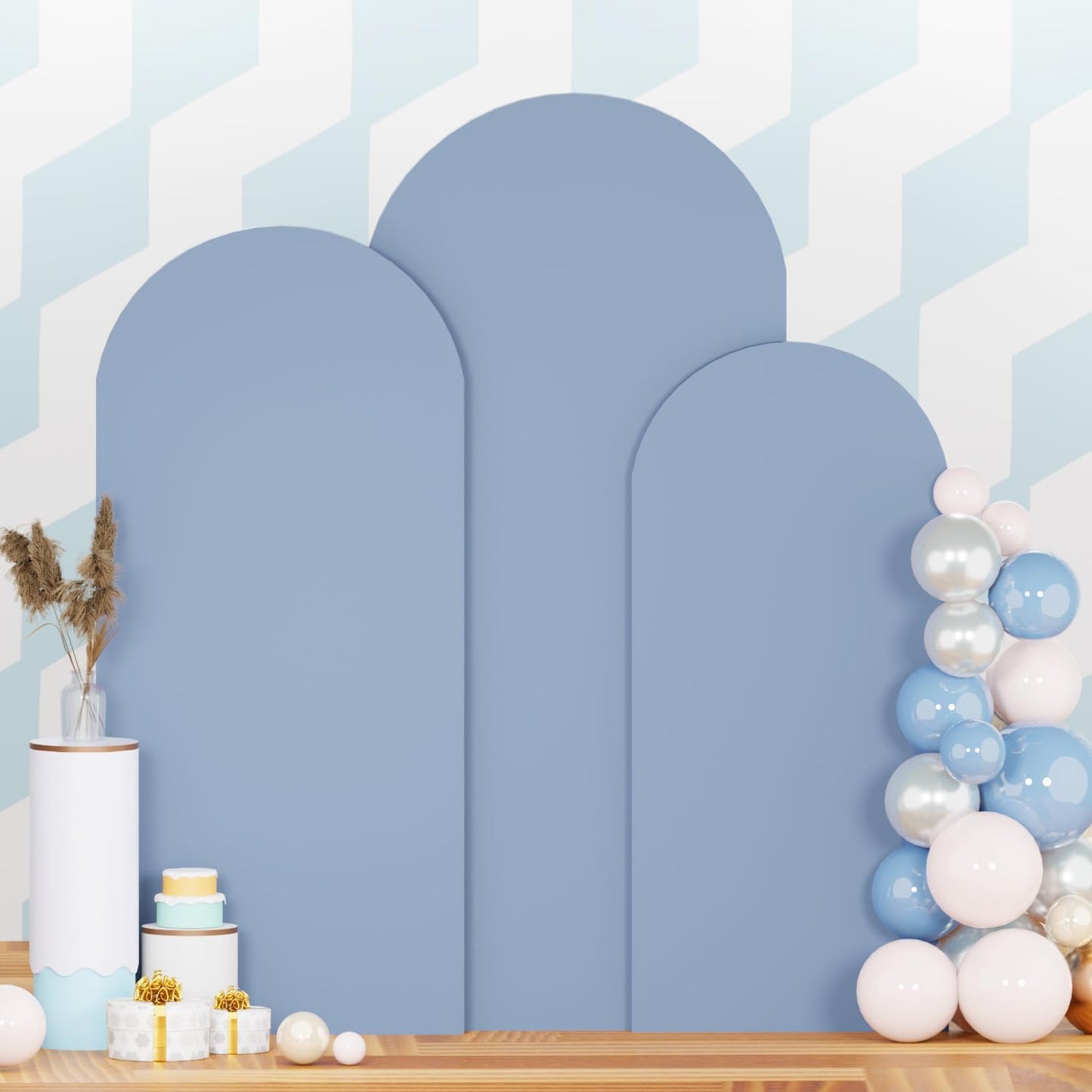 Dusty Blue Wedding Arch Cover Set for Elegant Event Decor