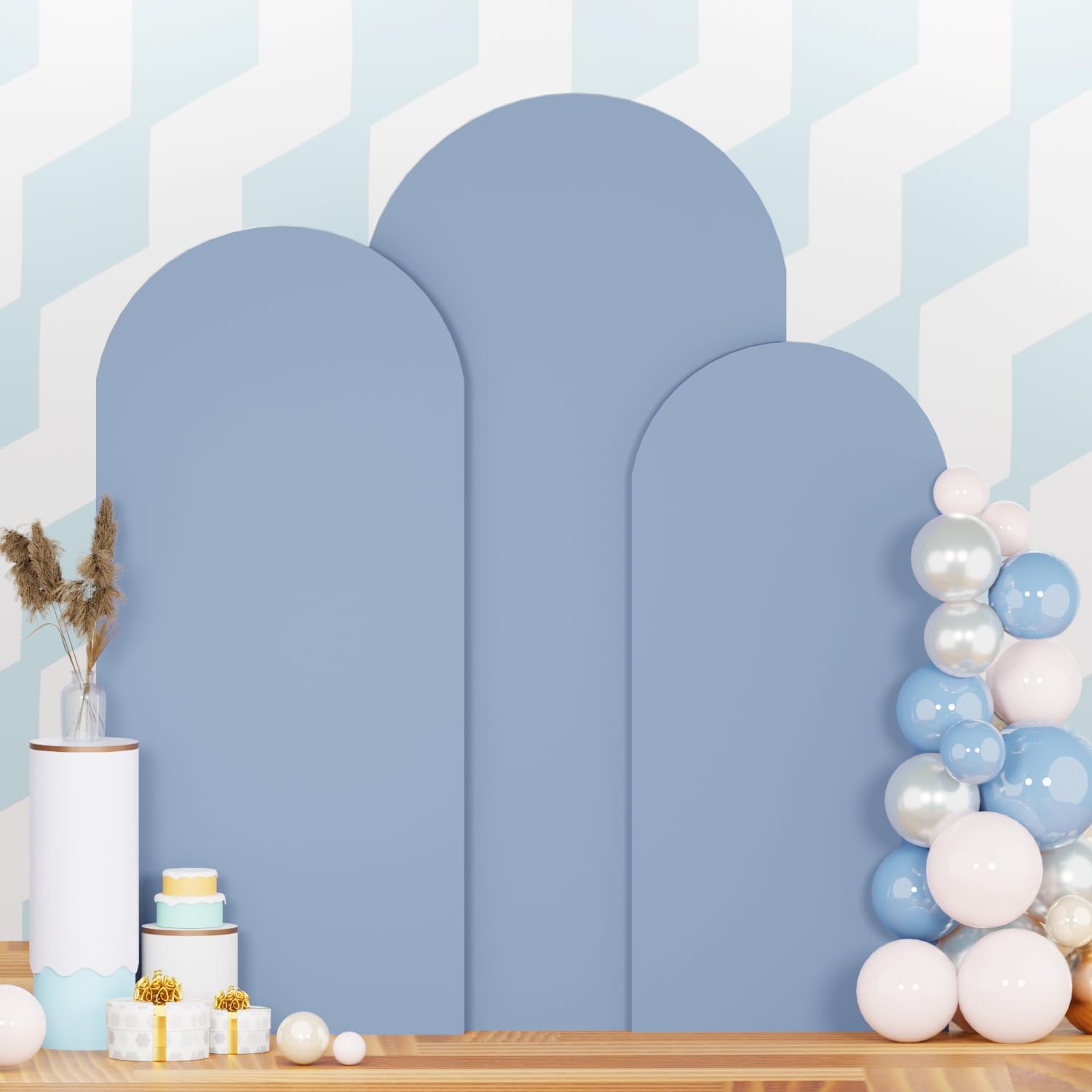 Dusty Blue Wedding Arch Cover Set for Elegant Event Decor