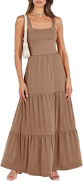 Women's Summer Casual Long Maxi Sundress with Pockets - Flowy Tiered