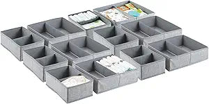 mDesign Fabric Drawer Organizer Bins for Kids and Baby Nursery