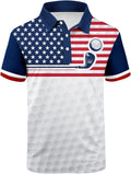 Mens American Flag Polo Shirt - Performance Short Sleeve Patriotic