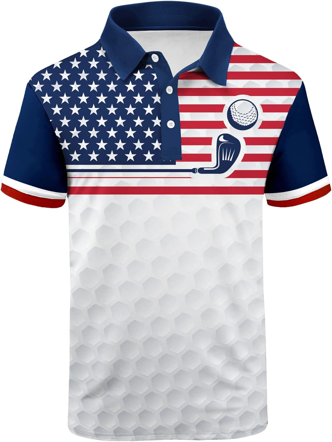 V VALANCH Mens American Flag Polo Shirt for Patriotic Events