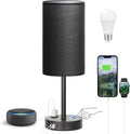 Touch Nightstand Lamp - Black 3-Way Dimmable with USB A+C and Outlet