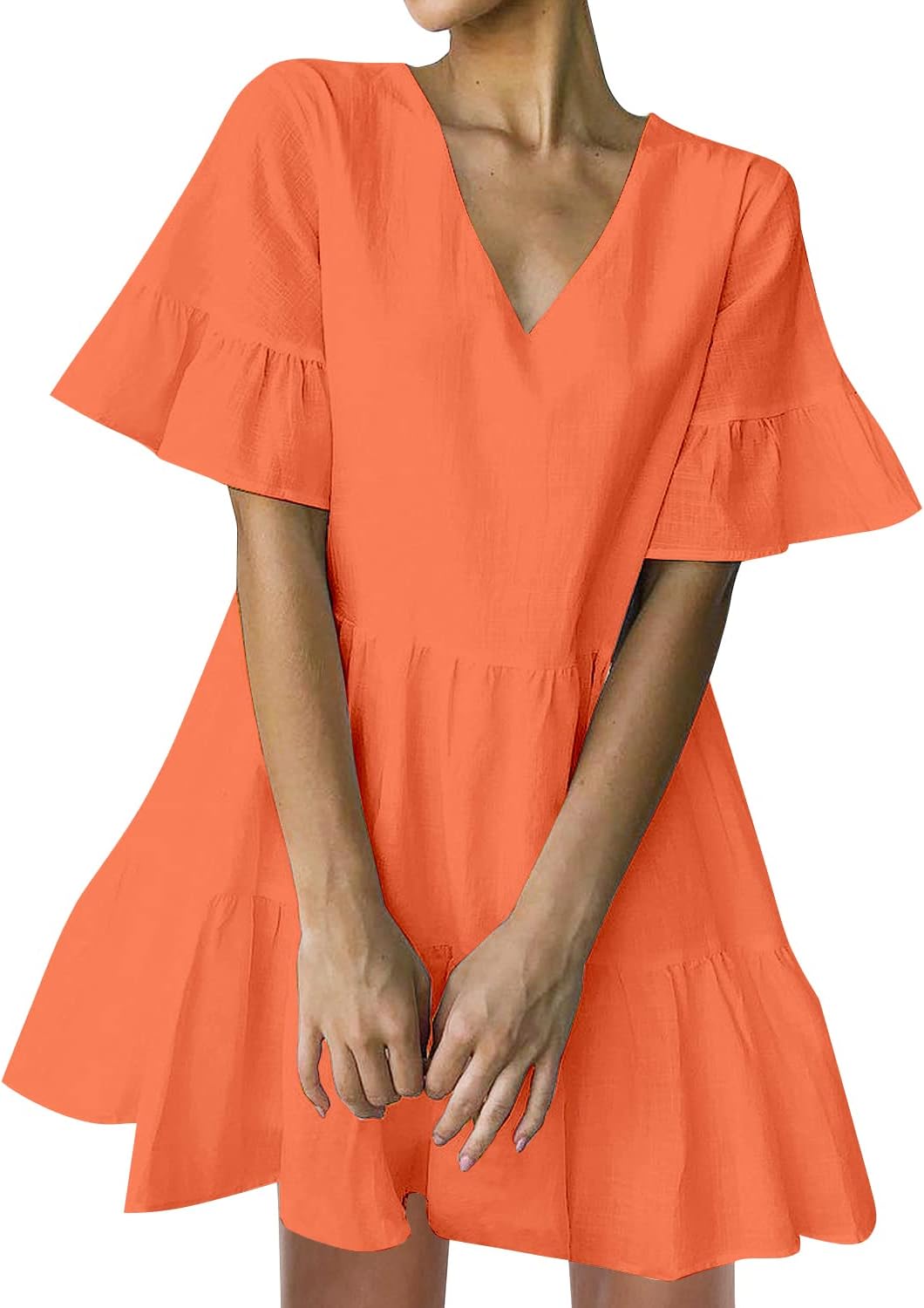 Stylish V Neck Shift Dress with Pockets for Summer Fun