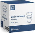 32 oz Deli Containers with Lids (240 Pack) - Bulk Food Storage Case