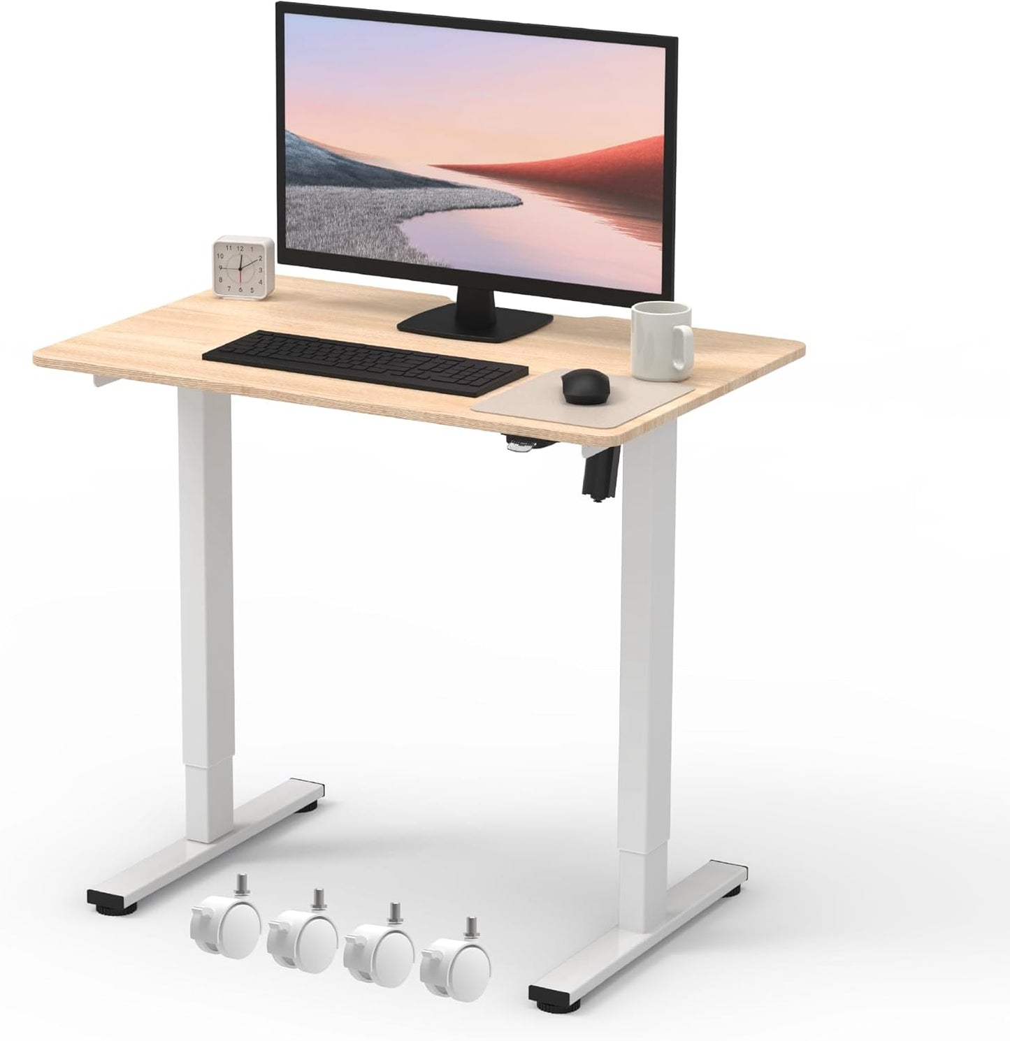 Okin Electric Small Standing Desk: Adjustable Height & Mobile for Home Office