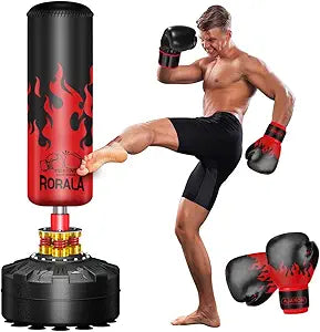 RORALA Punching Bag with Stand for Heavy Boxing and Kickboxing