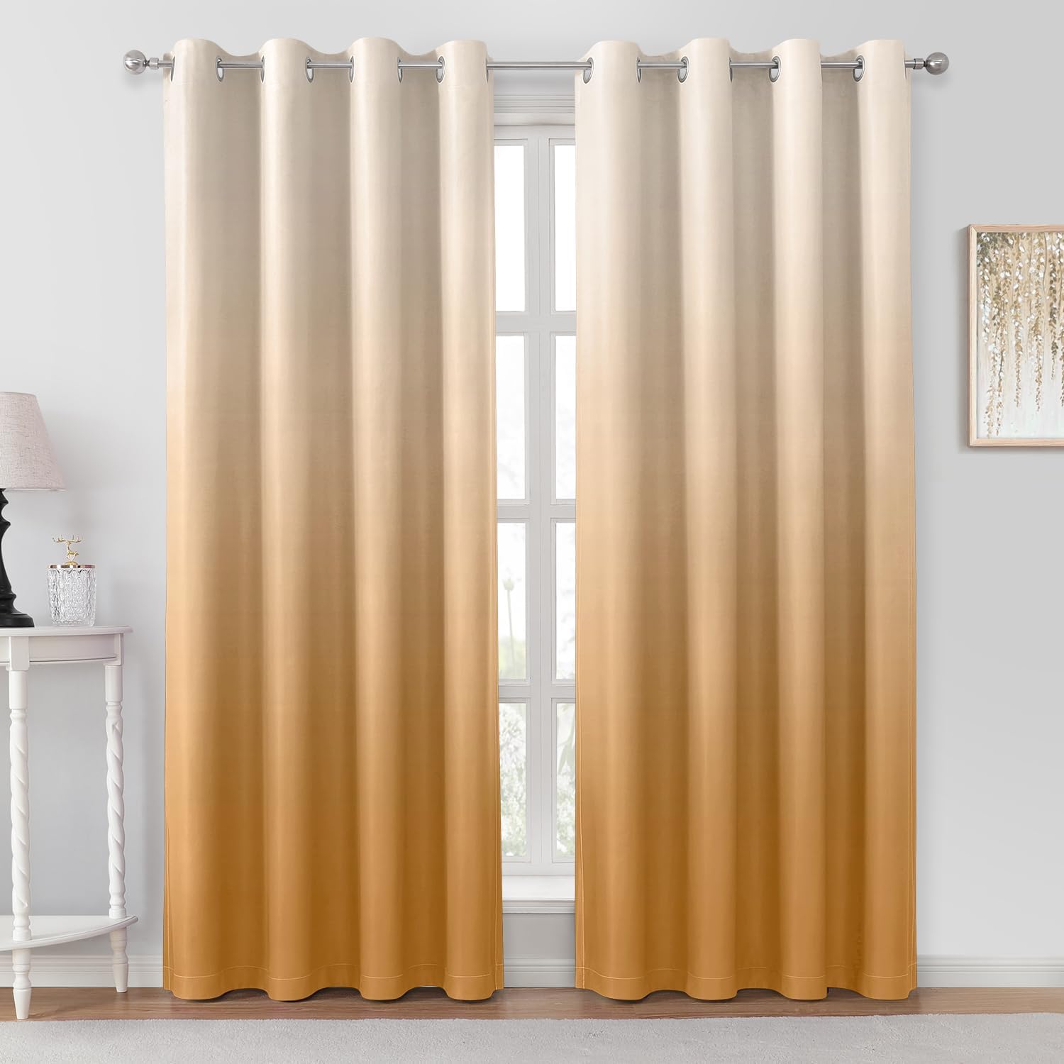 Gold Ombre Blackout Curtains for Stylish Room Darkening