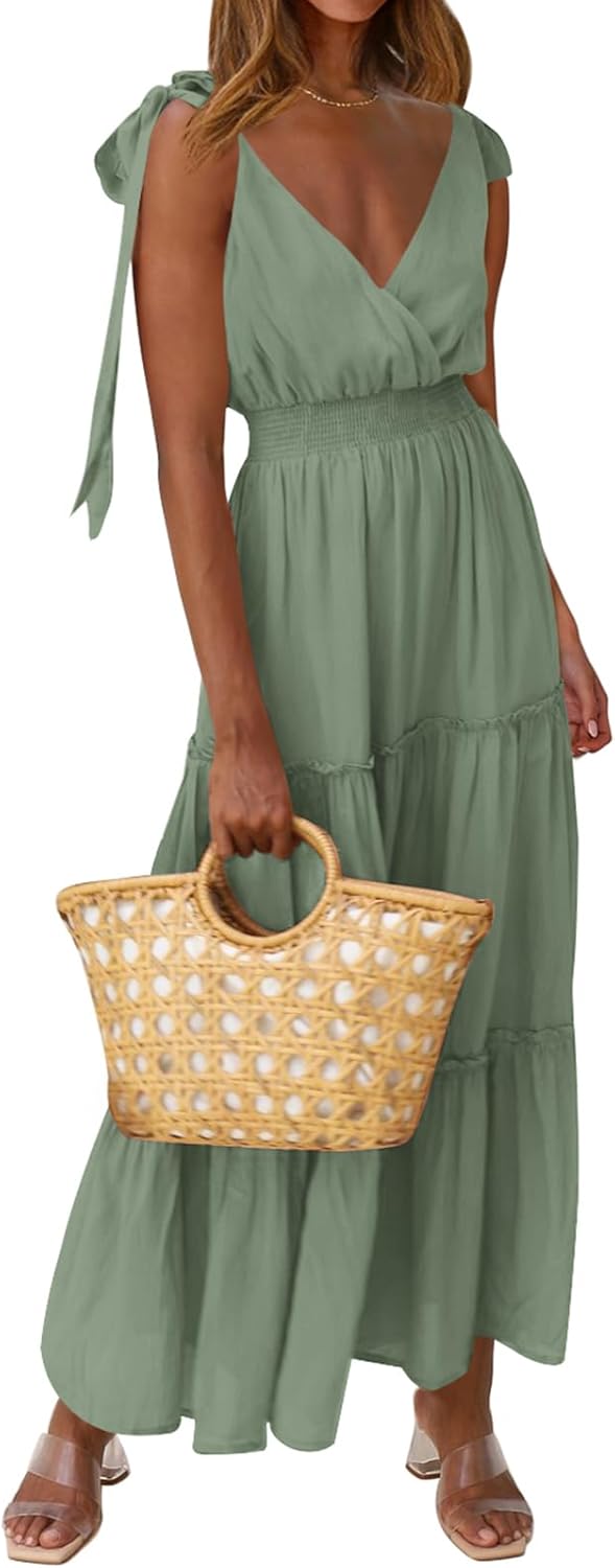 PRETTYGARDEN Women's Sleeveless Tiered Maxi Dress for Summer