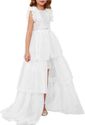 Girls Sequin Ruffle Prom Maxi Dress - Sparkle & Layered Style