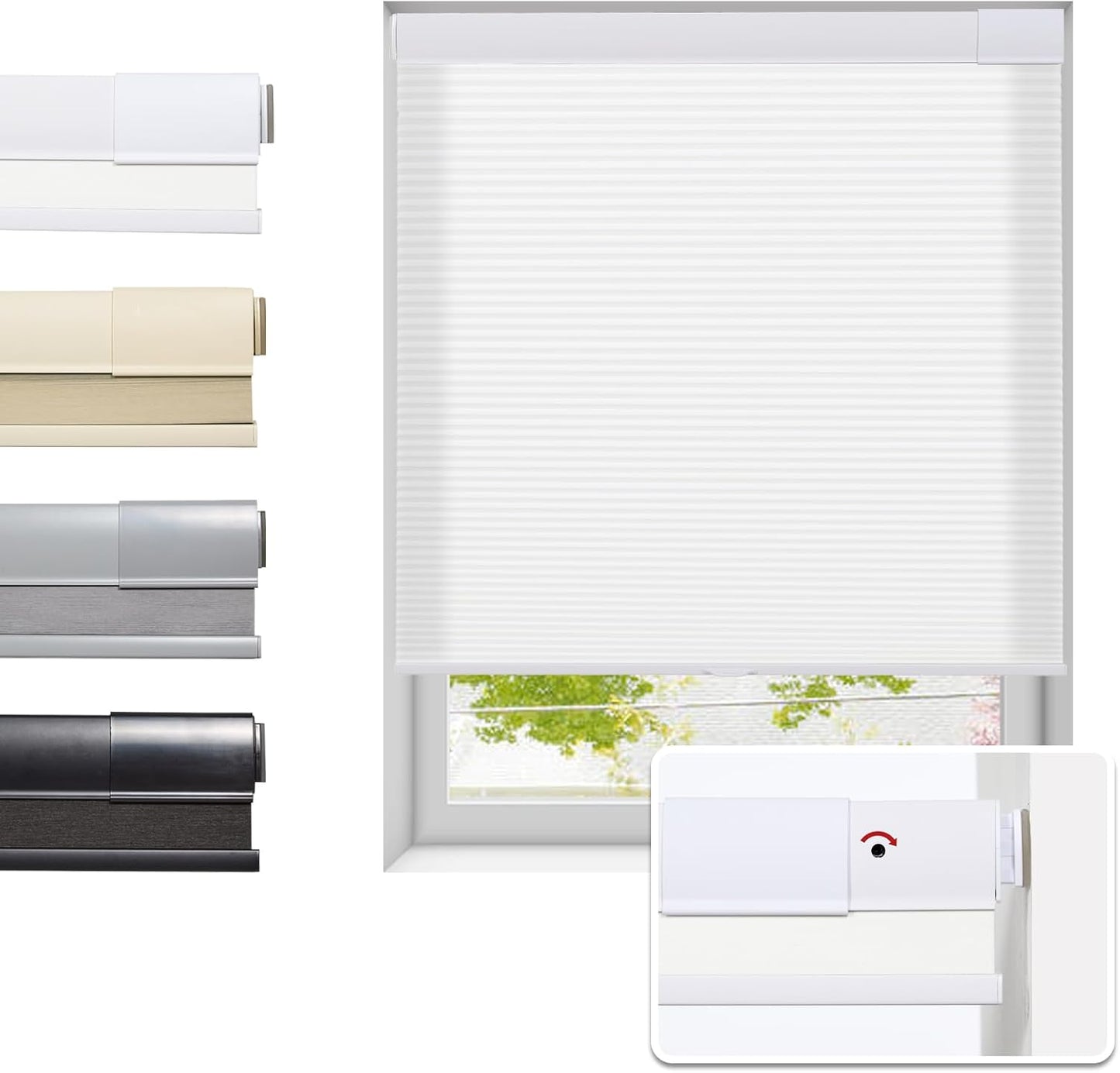 Cordless Honeycomb Blinds for Indoor Windows - Light Filtering 19ft W