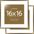 16x16 Picture Bronze Frame with Mat - Gallery Glass, Set of 2