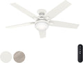 Hunter 52 in Matte White Ceiling Fan with Light and Remote - Quiet