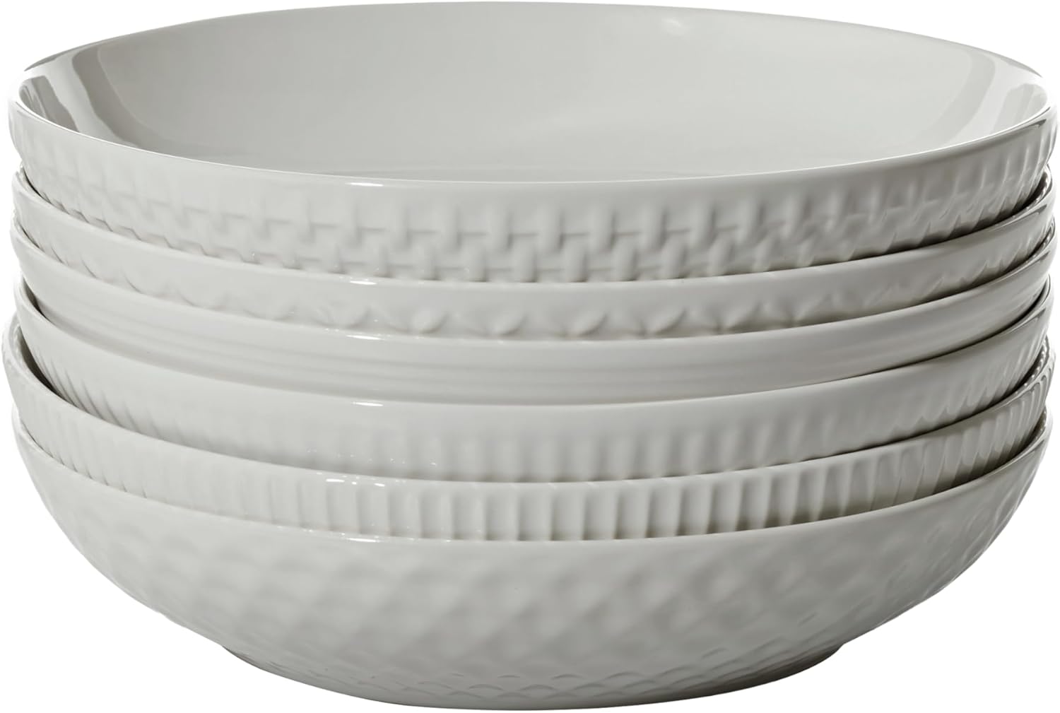 Maison Neuve Set of 6 White Ceramic Bowls for Dining and Gifts