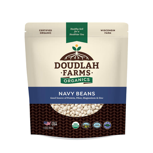 Organic Navy Beans 5 lb - Non-GMO, Vegan, Rich in Fiber & Protein