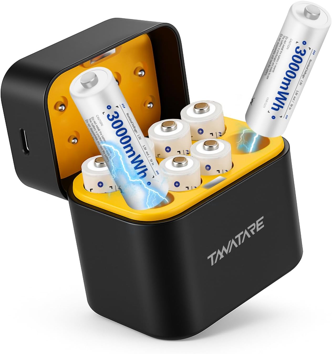 Rechargeable Lithium Ion AA Batteries with Fast Charger Pack