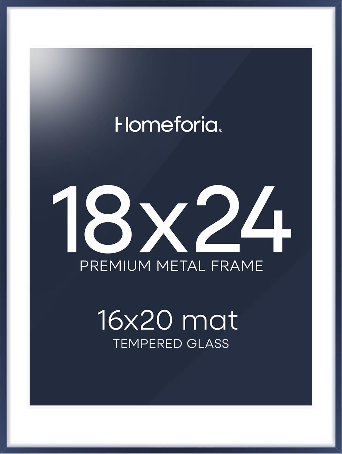 High End Metal 18x24 Navy Blue Picture Frame with Mat Option