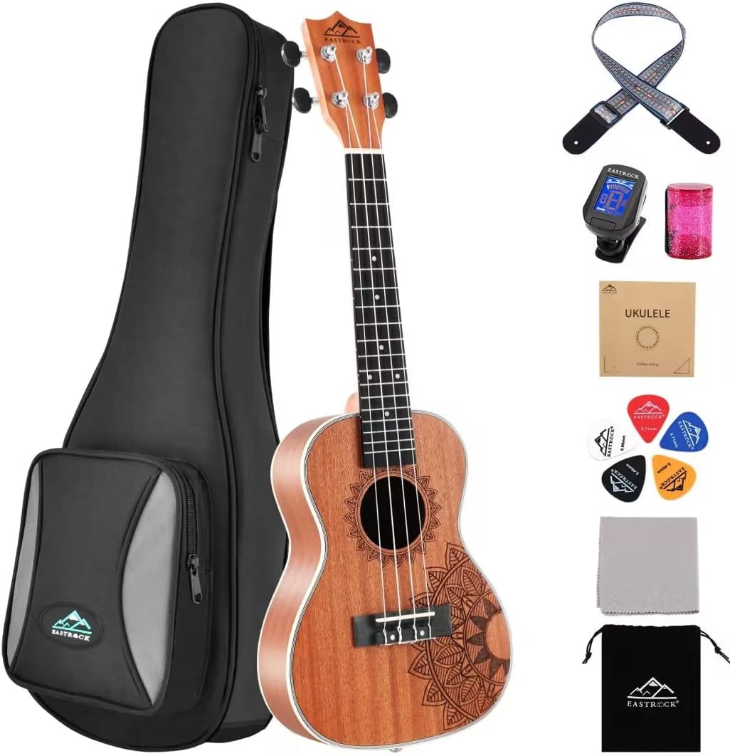 EASTROCK Concert Ukulele Sapele 23 inch Beginner Kit Review