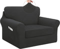Stretch Chair Cover 3-Piece Slipcover Set (Small) - Washable Dark Grey