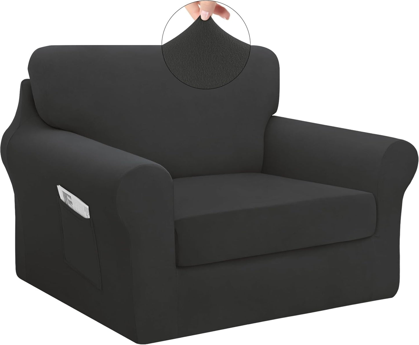 Easy-Going 3 Pieces Stretch Chair Cover Set for Furniture Protection