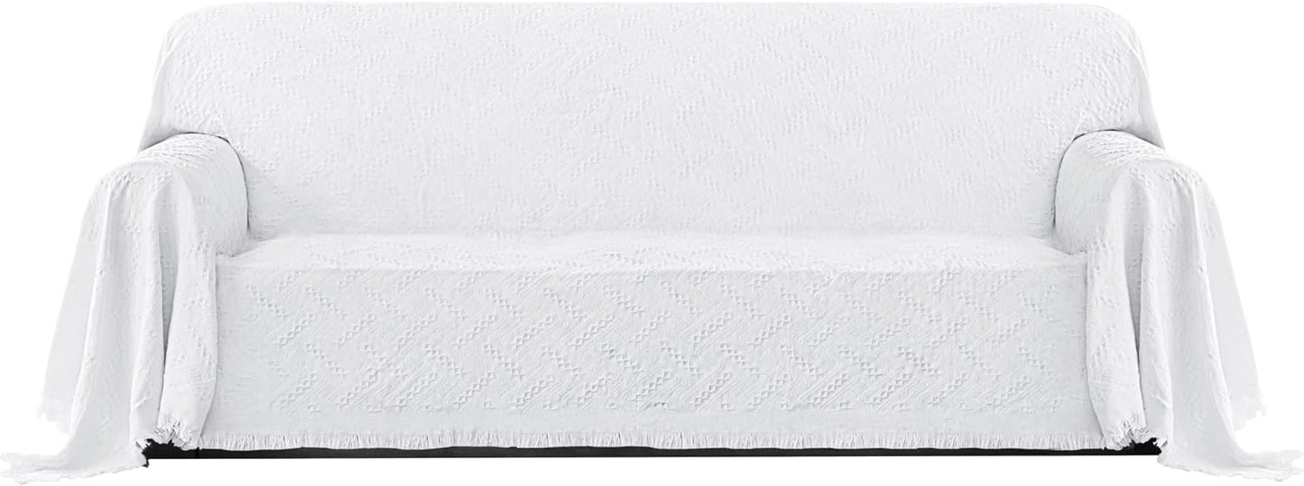 PureFit Geometric Jacquard Throw Sofa Cover for 3 Cushion Couch