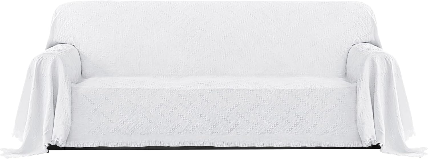 PureFit Geometric Jacquard Throw Sofa Cover for 3 Cushion Couch