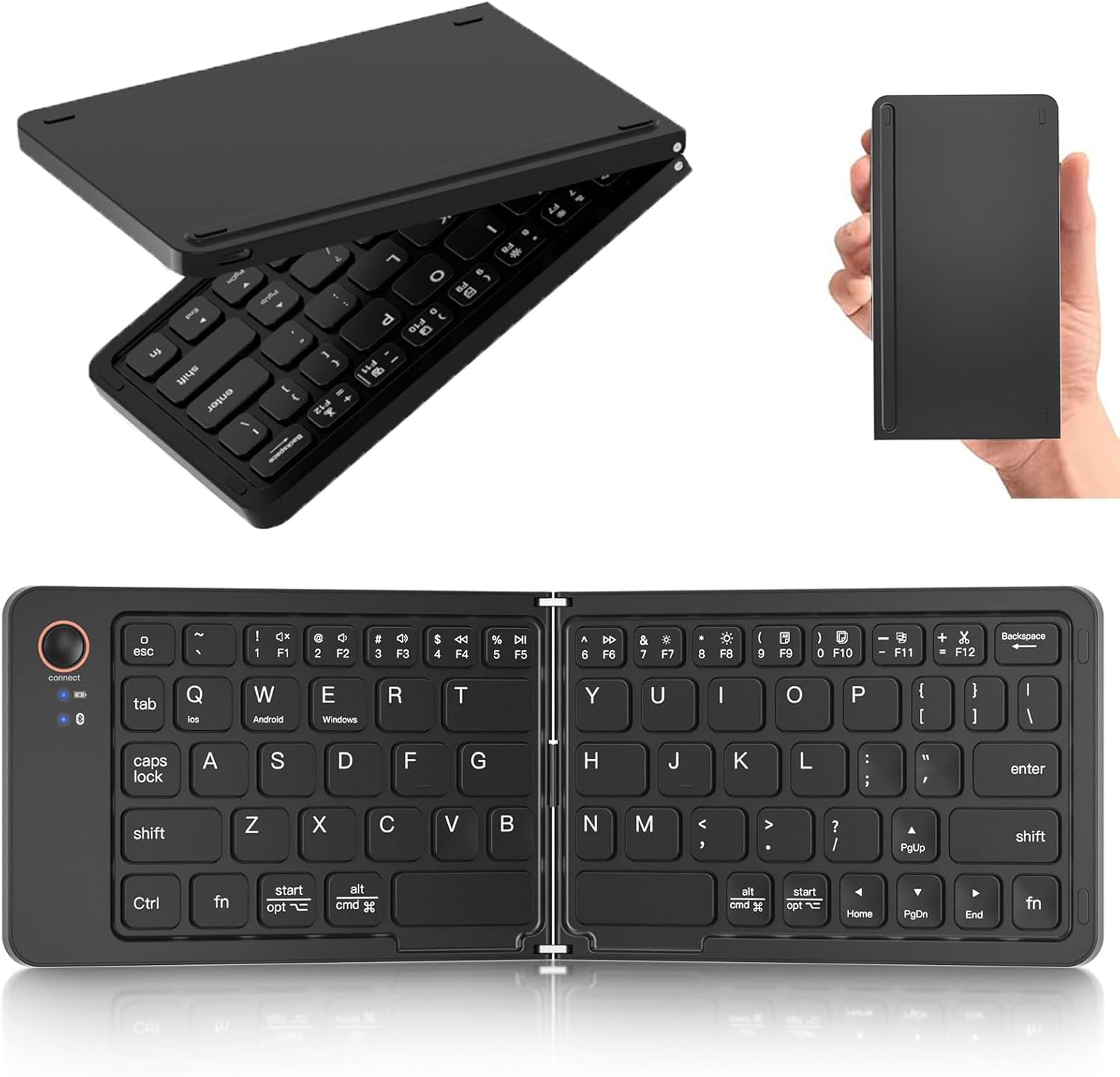 Ultra Slim Foldable Bluetooth Keyboard - Portable & Full Size