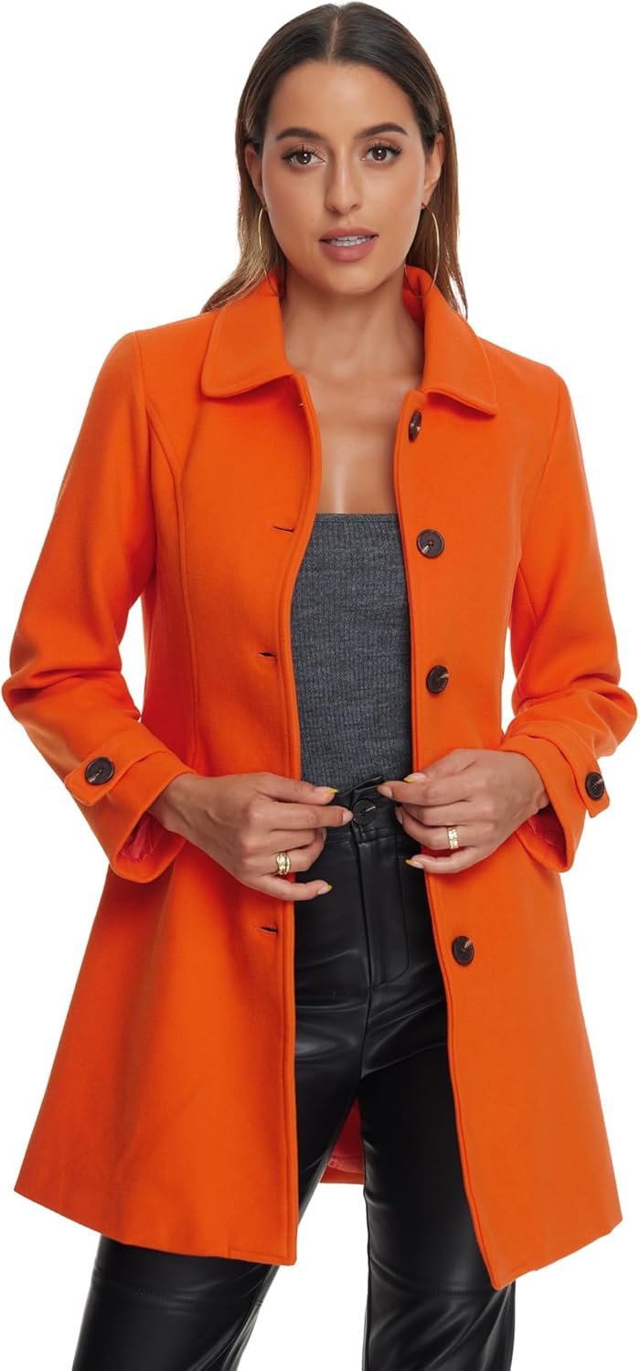 Allegra K Women's Winter Outerwear Overcoat with Peter Pan Collar