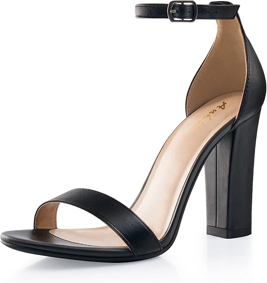 Ankis Nude Black Clear Heels for Women Open Toe Sandals