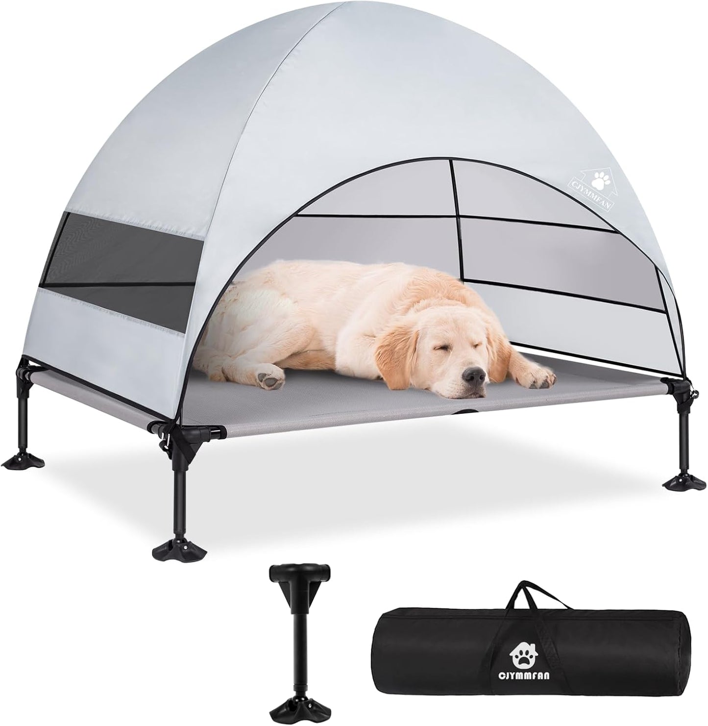 Elevated Dog Bed with Canopy for Outdoor Comfort and Stability