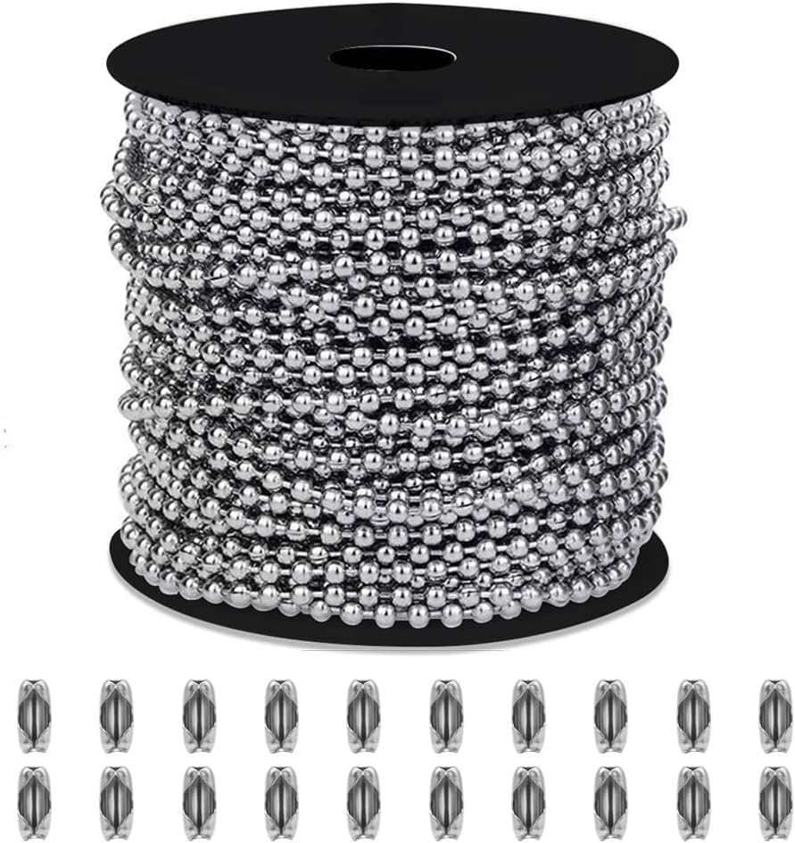 100ft Ball Bead Chain for Blinds, Crafts, and Jewelry Projects