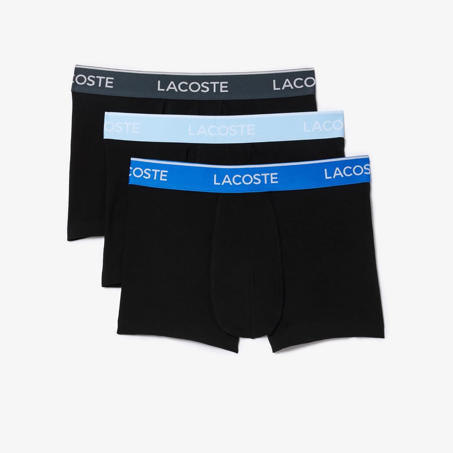 Lacoste Men's Cotton Stretch Tricolor Waistband Trunks, 3-Pack