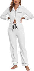 Veseacky 100% Cotton Pajamas for Women Set - Soft Long Sleeve PJs note