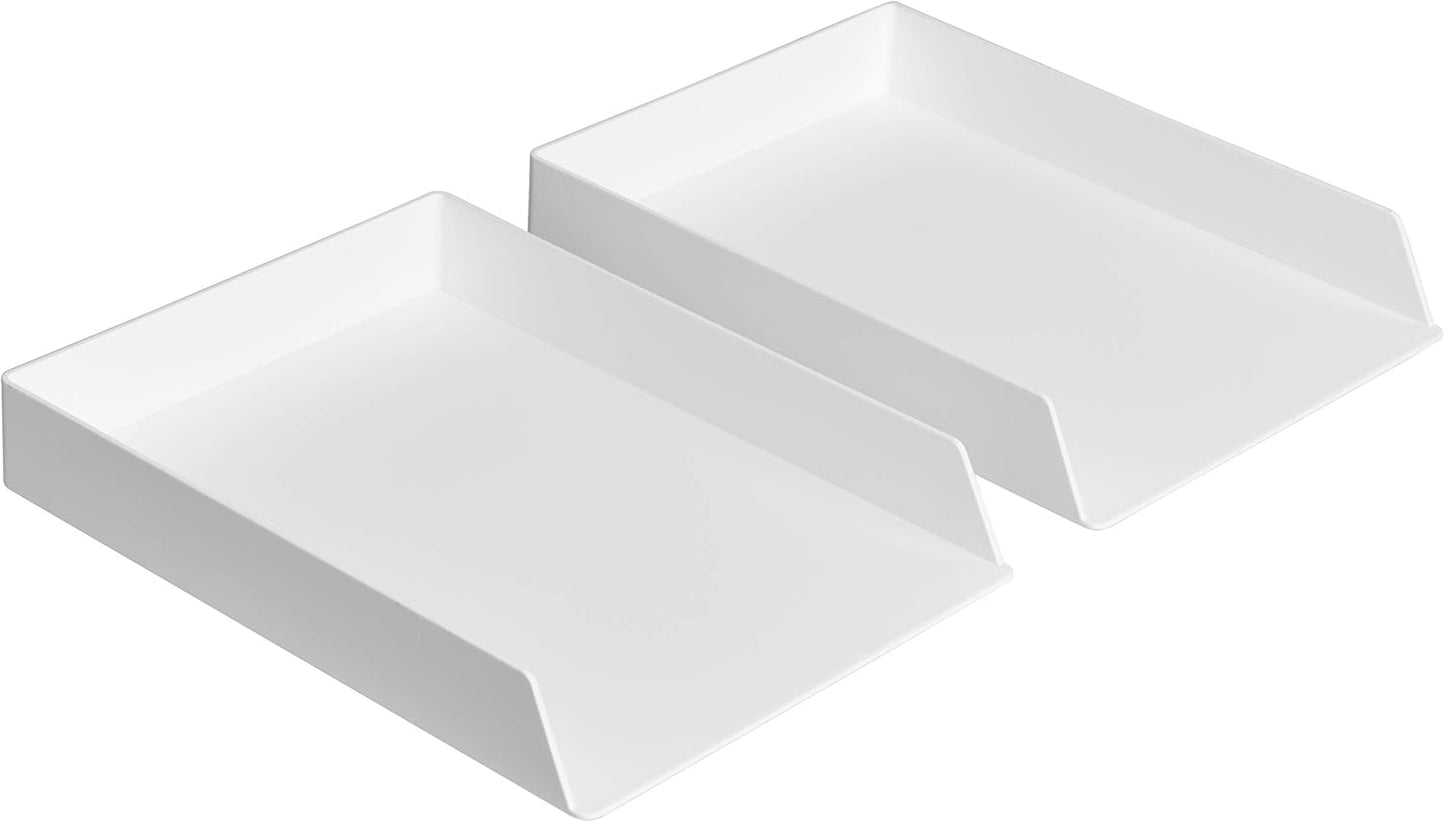 Organize Efficiently: White Letter Tray Duo